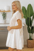 Jet Stream Shirt Collar Buttoned Patchwork Short Sleeve Mini Dress